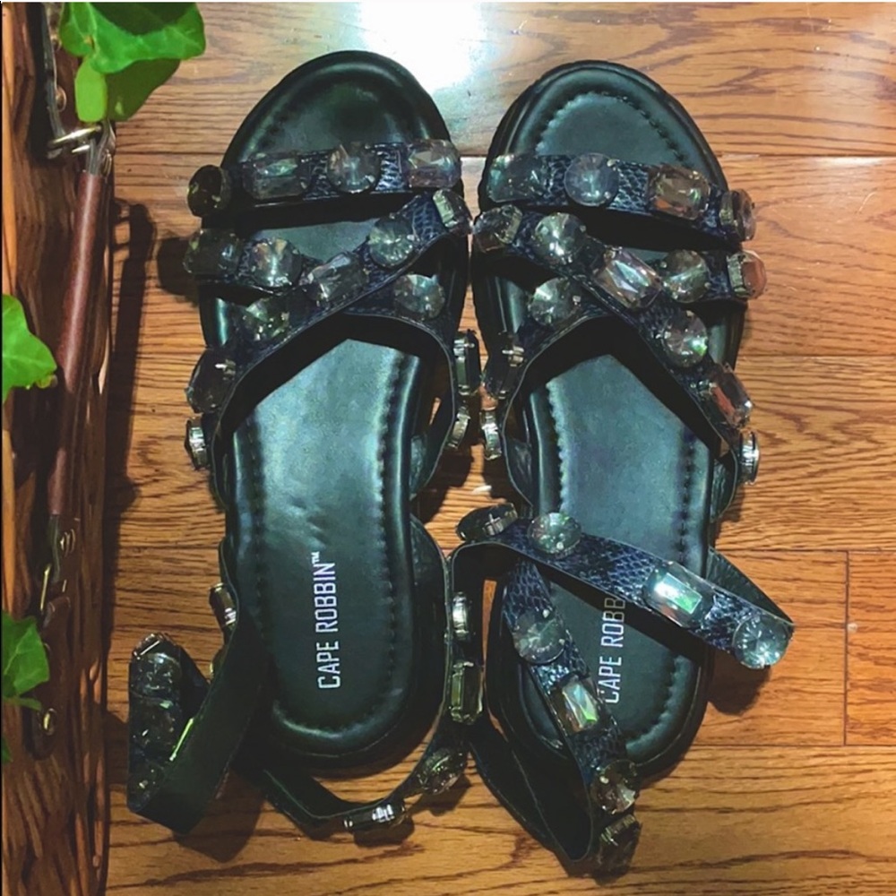 Cape Robbin Statement Jeweled Platform Sandals